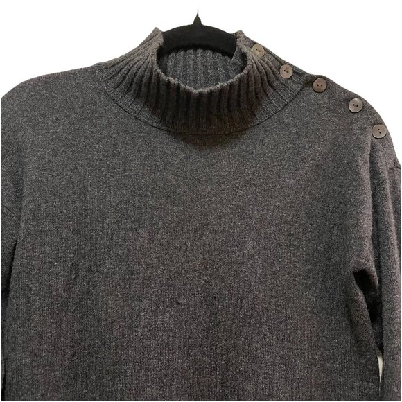 VINCE Dark Gray Cashmere Mock Turtleneck Mini Sweater Dress Sz S - Picture 3 of 8